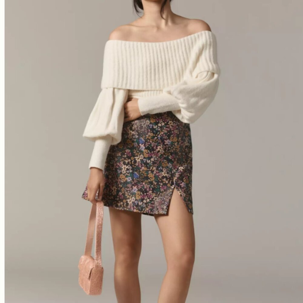 Maeve‎ Faux-Leather Side-Slit Micro Mini Skirt